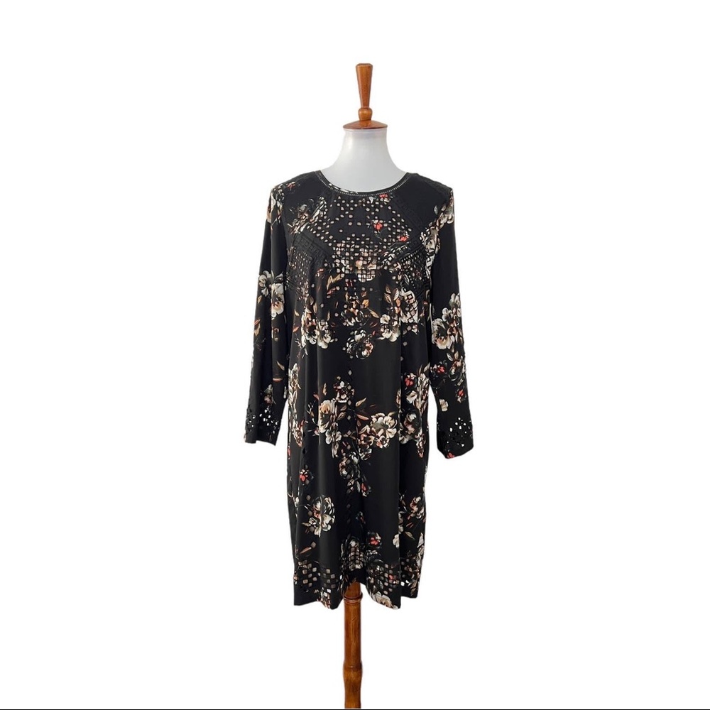 Anthropologie | Ranna Gill | Black Floral Mini Dress